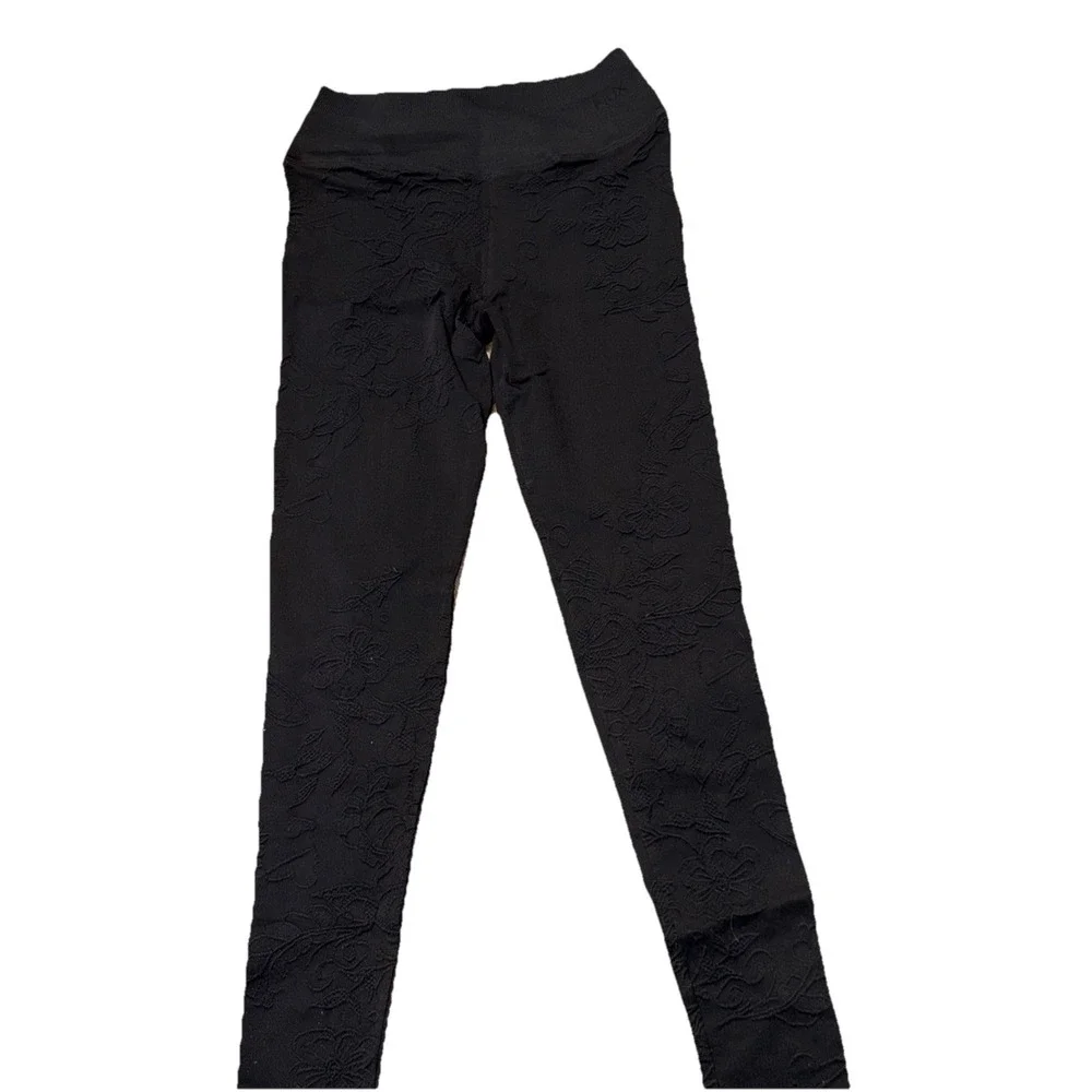 NUX‎ Black Bouquet Compression Leggings Style P4826